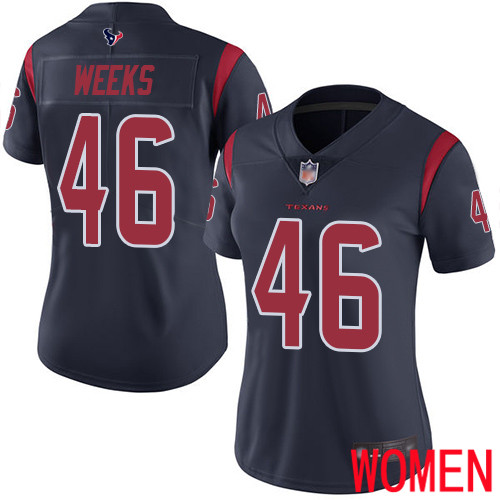 Houston Texans Limited Navy Blue Women Jon Weeks Jersey NFL Football 46 Rush Vapor Untouchable